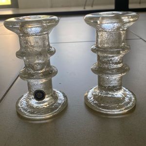 Pair of glass candlesticks